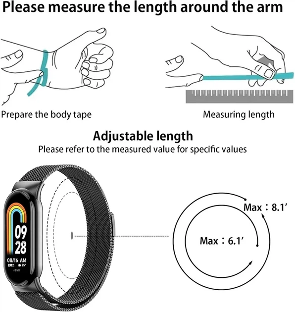 Ремінець для фітнес браслета Xiaomi Mi Band 8,9,10 міланська петля золотистий - зображення 6