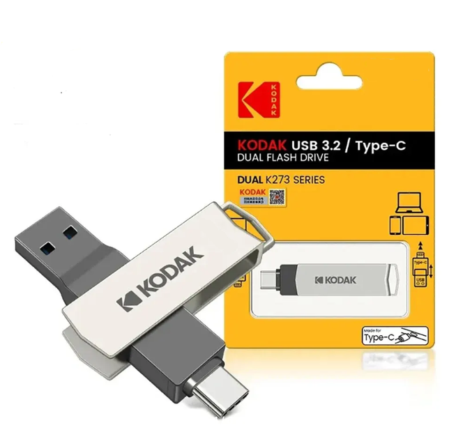 Флешка Kodak K273 128Gb 2 в1 USB 3.2 + Type-C OTG - Фото 2 Флешка Kodak K273 128Gb 2 в1 USB 3.2 + Type-C OTG - изображение 2
