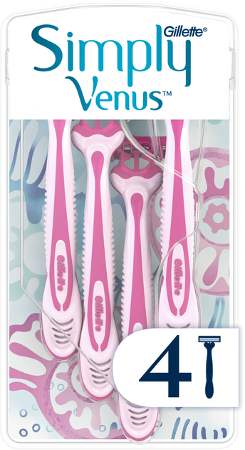 Одноразові станки для гоління (Бритви) жіночі Simply Venus 3 4 шт (8700216143608) - зображення 1