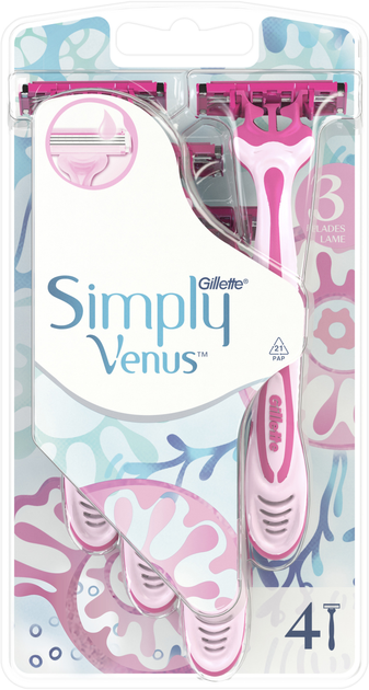 Одноразові станки для гоління (Бритви) жіночі Simply Venus 3 4 шт (8700216143608) - зображення 2