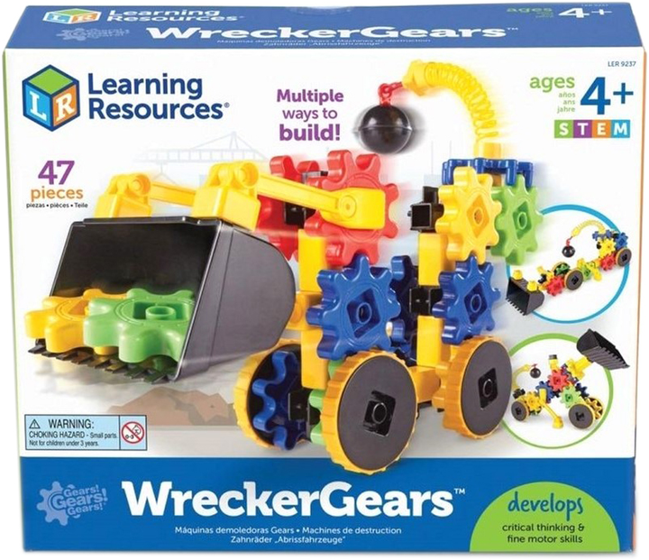 Klocki konstrukcyjne Learning Resources Wrecker Gears Spychacz 47 elementów (5905116623547) - obraz 1