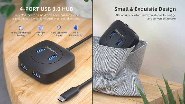 USB-хаб Real-El CQ-407 4xUSB-A 3.0 Чорний (4743304102020) - зображення 12