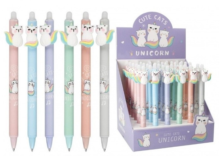 Набір ручок пиши-стирай Adar Cute Cats Unicorn Сині 36 шт (5901271596153) - зображення 1