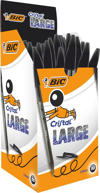 Zestaw długopisów kulkowych BIC Cristal Large Czarne 50 szt (3086123175495) - obraz 1