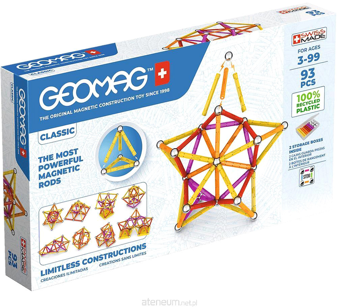 Конструктор магнітний Geomag Classic Recycled 93 деталі (0871772002734) - зображення 1