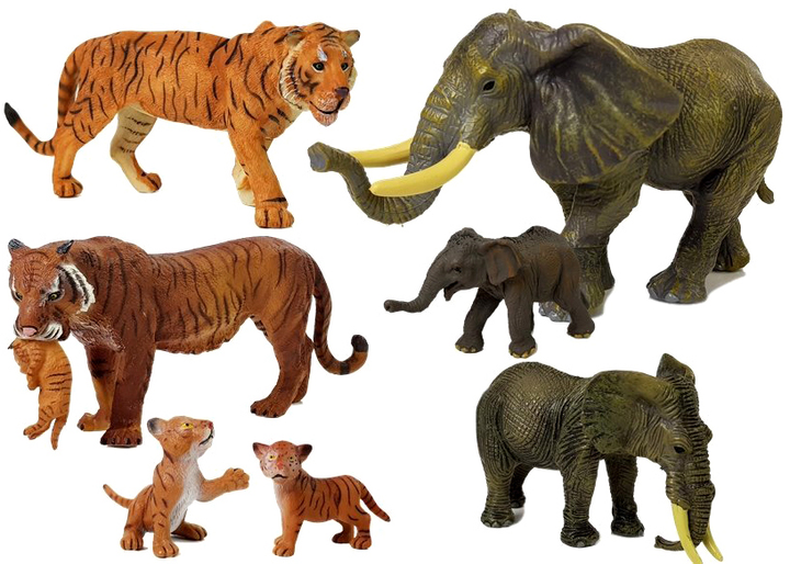 Набір фігурок LEAN Toys Тварини Сафарі Слони та тигри 7 шт (5905214970888) - зображення 3