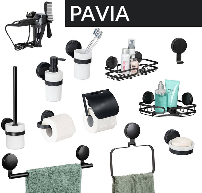 Uchwyt na papier toaletowy Wenko Pavia Static-Loc czarny (4008838338605) - obraz 4