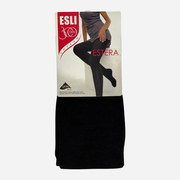 Колготы 300 Den женские теплые хлопковые Esli Estera 300 2 р Nero (4823121003233) 