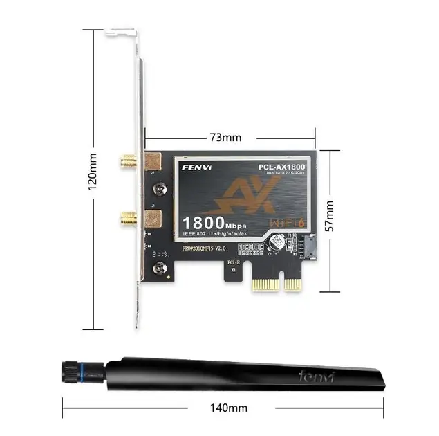 Двухдиапазонный высокоскоростной PCI-E Wi-Fi 6 адаптер 1800Mbps BT5.2 AX 2.4/5GHz с Bluetooth 5.2 (478146-Prob) - Фото 3 Двухдиапазонный высокоскоростной PCI-E Wi-Fi 6 адаптер 1800Mbps BT5.2 AX 2.4/5GHz с Bluetooth 5.2 (478146-Prob) - изображение 3