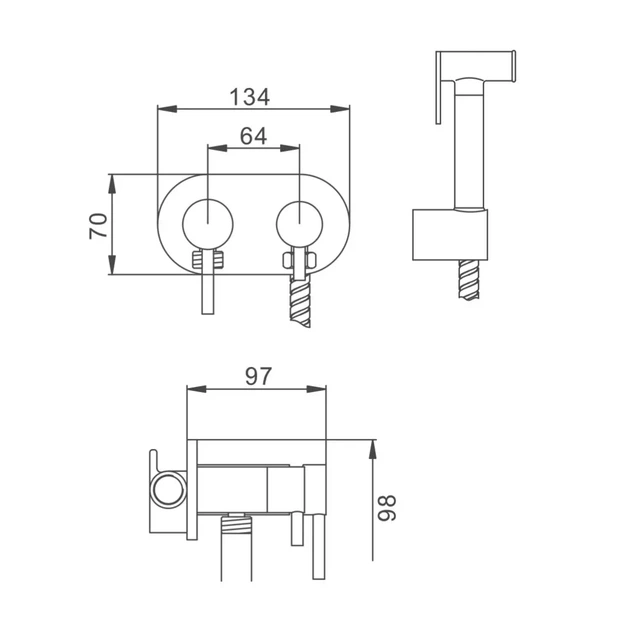Гігієнічний душ Frap F7508 з приладовим краном 1/2", хром - зображення 6