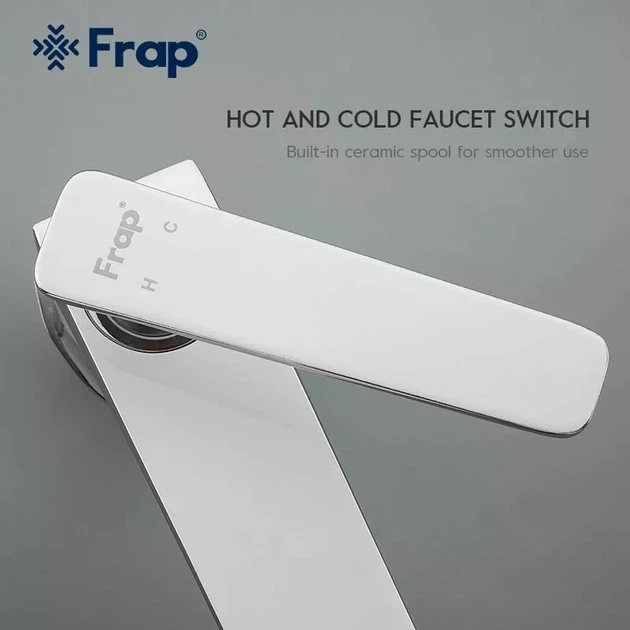 Смеситель для раковины высокий Frap F1058-2 белый/хром - изображение 4