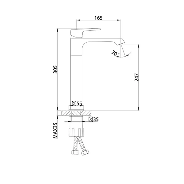 Смеситель для раковины высокий Frap F1071-29 графит - изображение 5