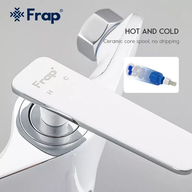 Змішувач для ванни Frap F2258, білий/хром - зображення 3