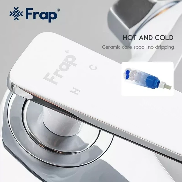 Змішувач для ванни Frap F3258, білий/хром - изображение 4