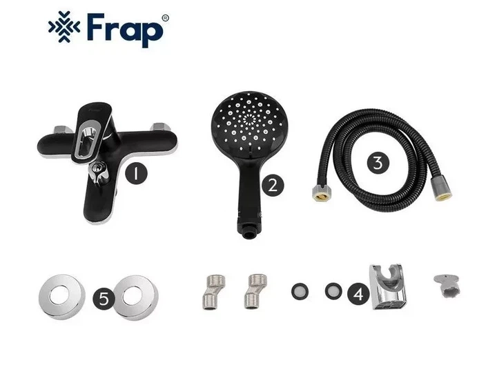 Змішувач для ванни Frap F3249-6, чорний/хром - изображение 7