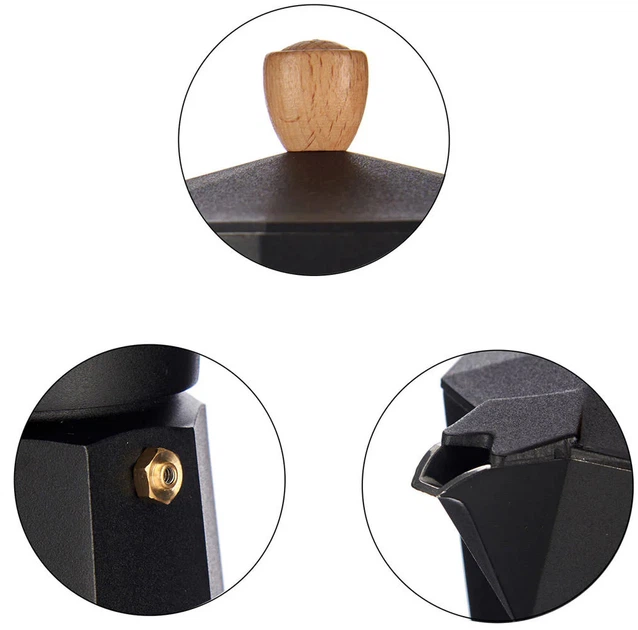 Гейзерна кавоварка Kinvara з дерев'яною ручкою на 9 чашок 300 мл чорна (8430852814296) - зображення 5