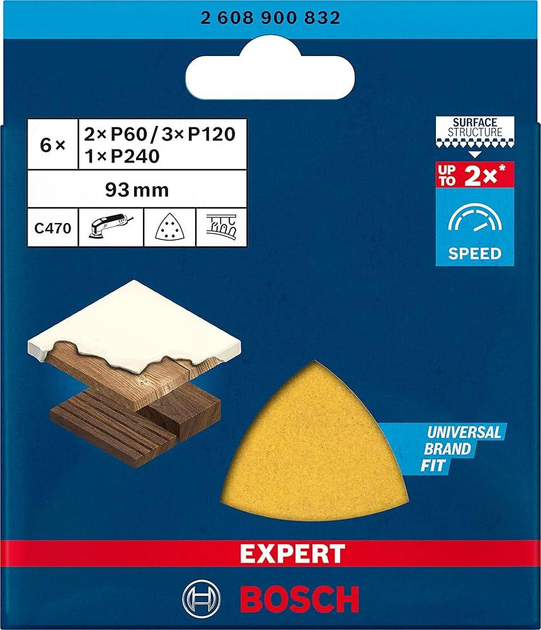 Набір шліфлистов Bosch Expert C470 К60-120-240, 6 шт (2608900832) - зображення 4