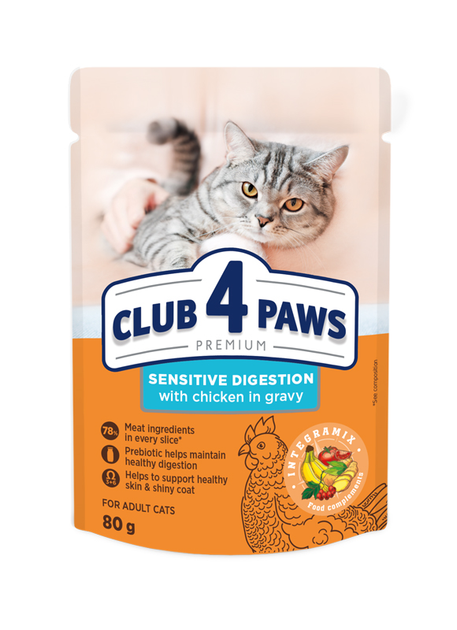 Влажный корм CLUB 4 PAWS с курицей в соусе для взрослых кошек с ...