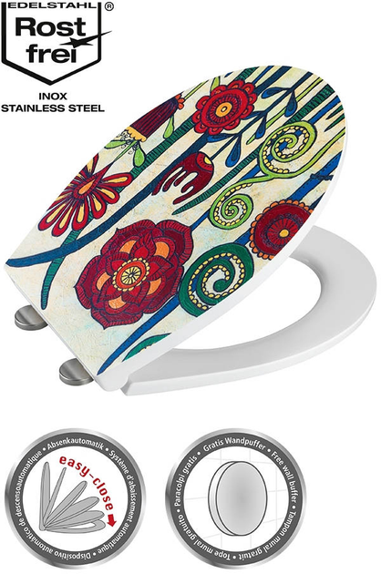 Сидіння для унітазу Wenko з кольоровою графікою Red Blossom Multicolour (4008838341674) - зображення 5