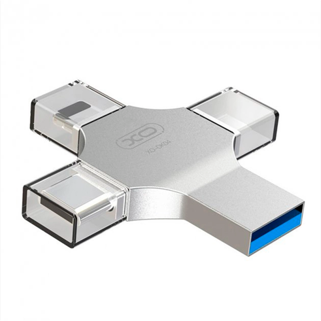 USB Флешка Flash Drive XO DK04 USB2.0 4 in 1 32GB Silver - Фото 1 USB Флешка Flash Drive XO DK04 USB2.0 4 in 1 32GB Silver - зображення 1