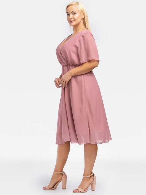 Sukienka trapezowa damska midi Karko SA400 38 Różowa (5903676032939) - obraz 3