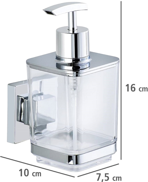 Dozownik do mydła Wenko Quadro Vacuum-Loc stal nierdzewna srebrny 340 ml (4008838216637) - obraz 5