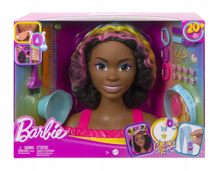 Lalka Mattel Barbie głowa do stylizacji neonowa tęcza (194735125166) - obraz 1