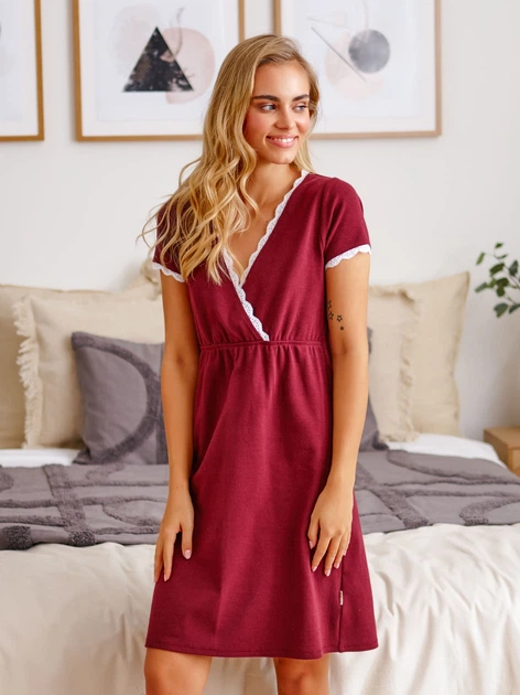 Koszula nocna damska ciążowa bawełniana Doctor Nap TCB.5160 XL Bordowa (5902701181949) - obraz 4