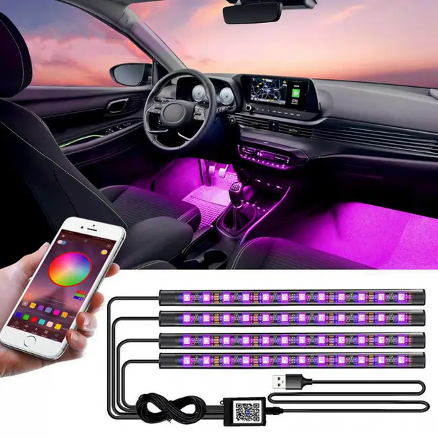 Автомобільна RGB led-підсвітка для авто, вологозахисна з USB і керуванням зі смаконфона - зображення 6