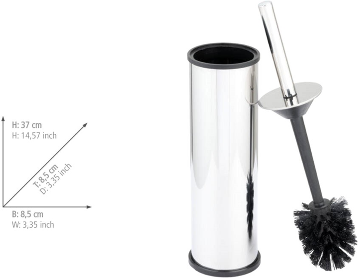 Szczotka do WC Wenko ze szczelnym pojemnikiem ze stali nierdzewnej 8.5 cm srebrna błyszcząca (4008838437544) - obraz 3