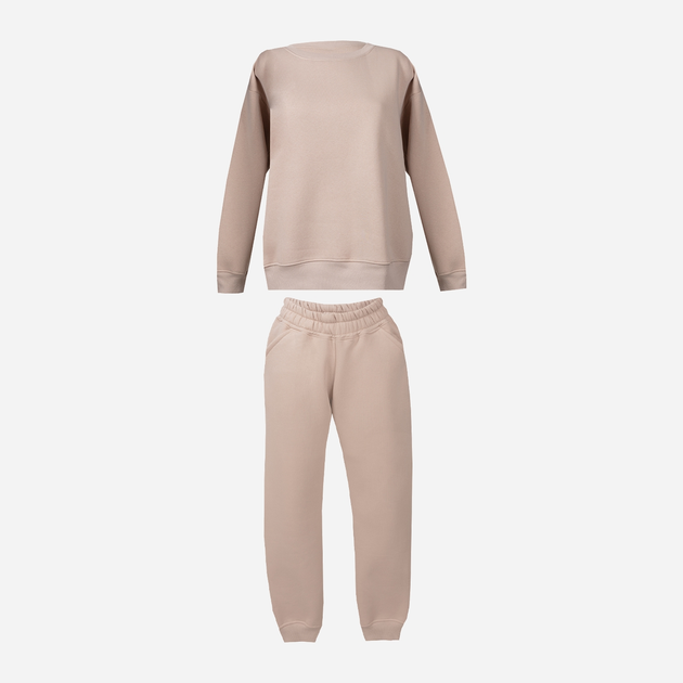 Komplet dresowy damski (bluza bez kaptura + spodnie) DKaren Rehema S Kapuccino (5903251471467) - obraz 3
