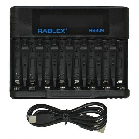 Зарядное устройство Rablex RB 4O9 зарядка для аккумуляторов Ni-MH Ni-CD Li-ion IMR на 8 аккумуляторов AA/AAA R3/R6 - изображение 2