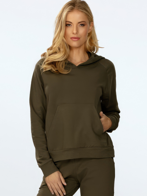 Bluza damska z kapturem kangurka DKaren Seattle S Khaki (5903251481787) - obraz 1