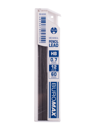 Стрижні Buromax для механічного олівця HB 0.7 мм 12 шт. (BM.8698) - Фото 1 Стрижні Buromax для механічного олівця HB 0.7 мм 12 шт. (BM.8698) - изображение 1