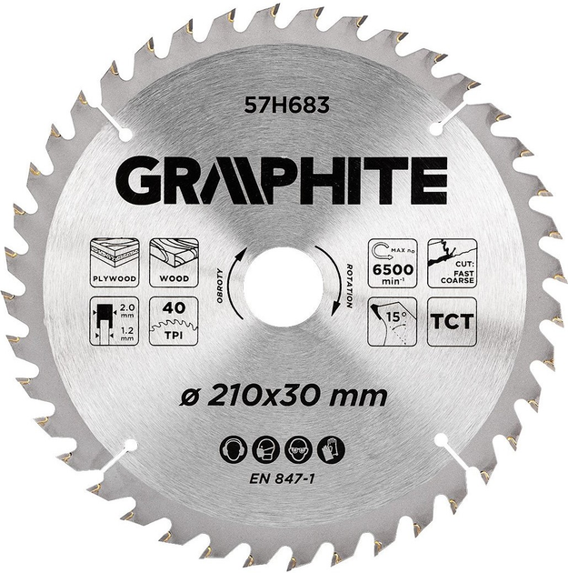 Диск для пилки Graphite 57H683 210 x 30 мм (5902062061942) - зображення 1