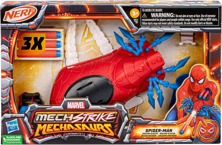 Бластер Нерф Перчатка Человек Паук Marvel Mech Strike Mechasaurs Spider-Man Arachno Blaster Hasbro F6677 - Фото 3 Бластер Нерф Перчатка Человек Паук Marvel Mech Strike Mechasaurs Spider-Man Arachno Blaster Hasbro F6677 - изображение 3