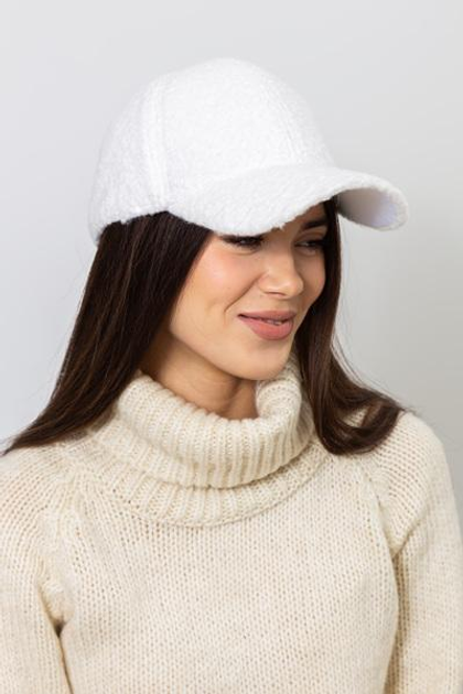 М'яка хутряна бейсболка кепка Honey Fashion Accessories 56-59р білий (13-291) - зображення 1