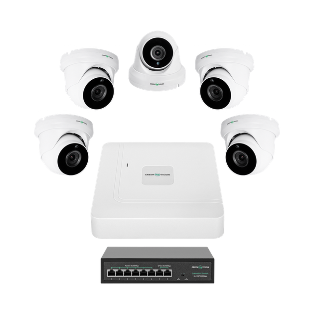 Комплект видеонаблюдения на 5 камер GreenVision GV-IP-K-W82/05 5MP - Фото 1 Комплект видеонаблюдения на 5 камер GreenVision GV-IP-K-W82/05 5MP - изображение 1