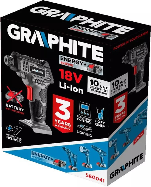 Kompresor powietrza Graphite akumulatorowy Energy+ 18 V 58G041 (5907558480085) - obraz 15
