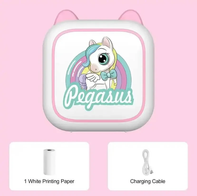 Термопринтер Pegasus pink + 5 рулонов - изображение 1