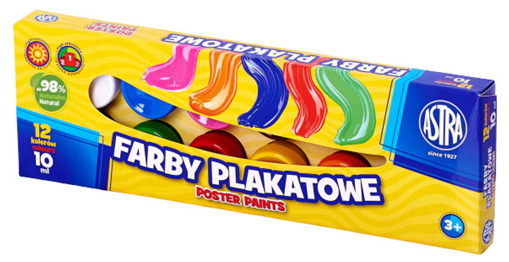 Farby plakatowe Astra 12 kolorów 10 ml (5900263020539) - obraz 1