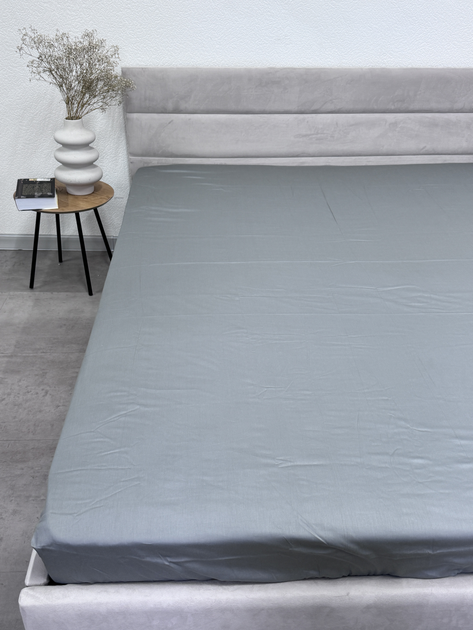 Акція на Простирадло на резинці Ecotton 120x200 Natural Grey сатин від Rozetka