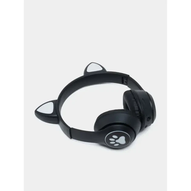 Беспроводные наушники с кошачьими ушками Cat MZ-023 RGB подсветкой FM радио Чёрные - изображение 2