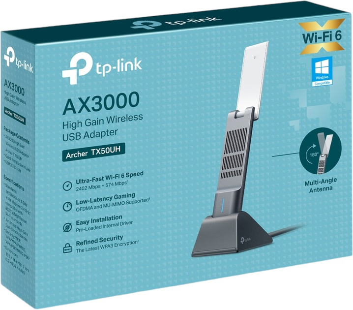 Adapter Wi-Fi TP-Link Archer TX50UH AX3000 High Gain Wireless USB Adapter (4895252501841) - obraz 4