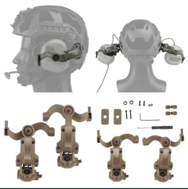 Кріплення навушників на шолом, каску Чебурашка олива - зображення 2