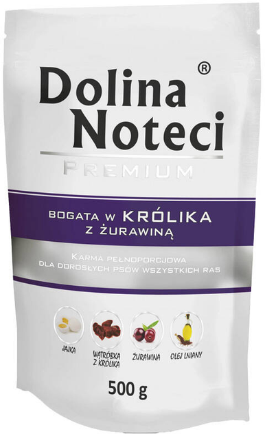 Вологий корм для собак Dolina Noteci Premium Багатий на кролика з журавлиною 10 x 500 г (5902921380849) - зображення 2