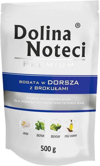 Упаковка вологого корму для собак Dolina Noteci Premium с тріскою та броколі 500 г х 10 шт (5902921380818) - зображення 2