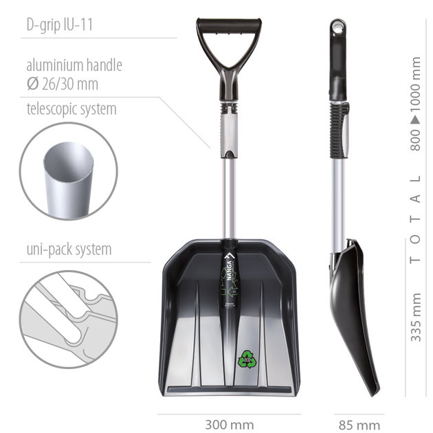 Лопата Prosperplast Nanga Eco Car Telescopic, авто, 30*80/100 см, ковш пластик, ручка алюм. - изображение 2