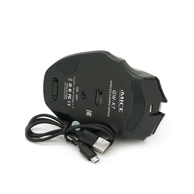 Мышь беспроводная iMICE GW-X7, 7 кнопок, 1200/2400/3200 DPI, 2.4Ghz 10м, Windows xp/Vista/Win7/8/10/11 Mac OS X, Black, COLOR BOX - изображение 3