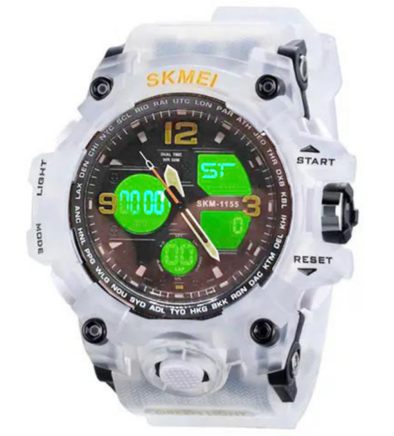 Наручний чоловічий годинник Skmei 1155BWT з підсвічуванням 5 АТМ White-Black (7_01092) - зображення 2